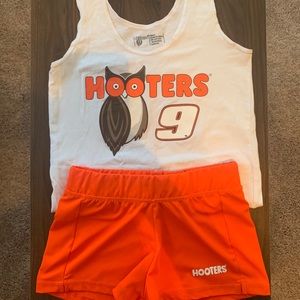Used Hooters Girl Tank Top and Shorts Costume